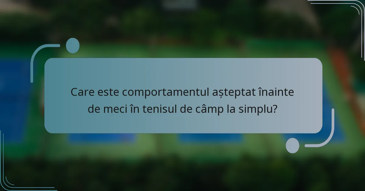 Care este comportamentul așteptat înainte de meci în tenisul de câmp la simplu?