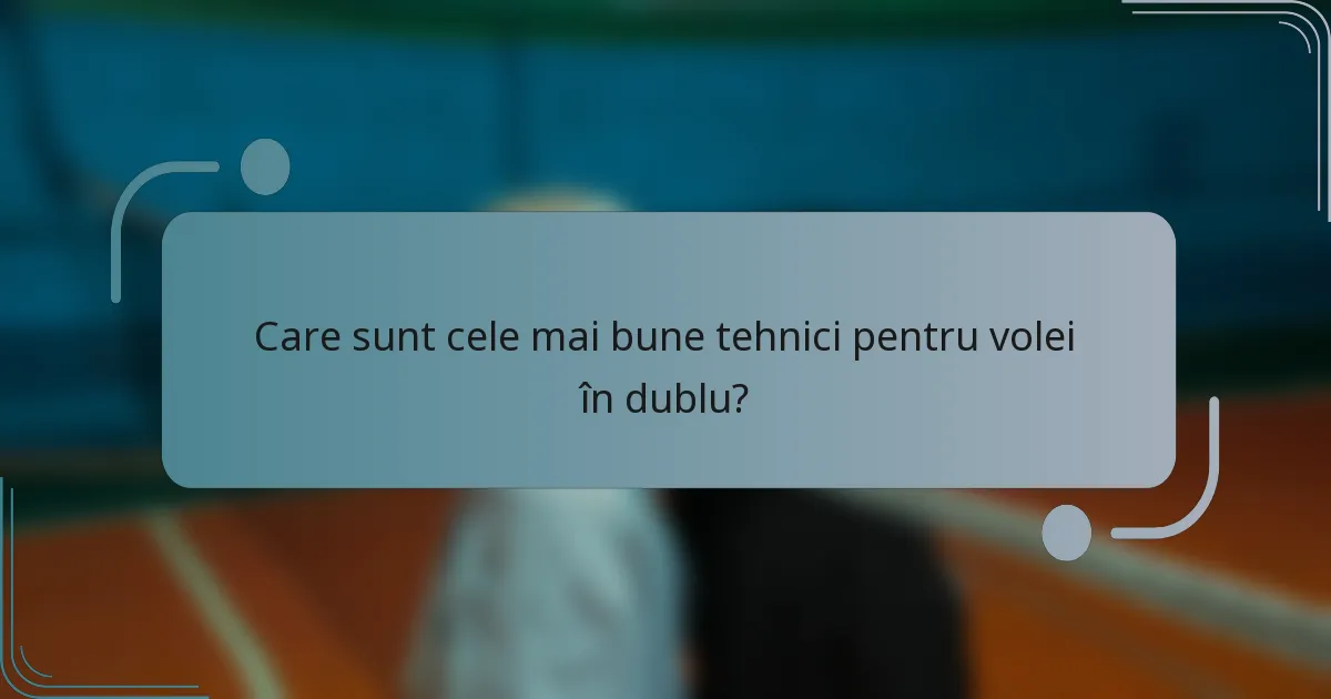 Care sunt cele mai bune tehnici pentru volei în dublu?