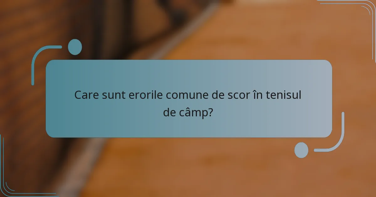 Care sunt erorile comune de scor în tenisul de câmp?