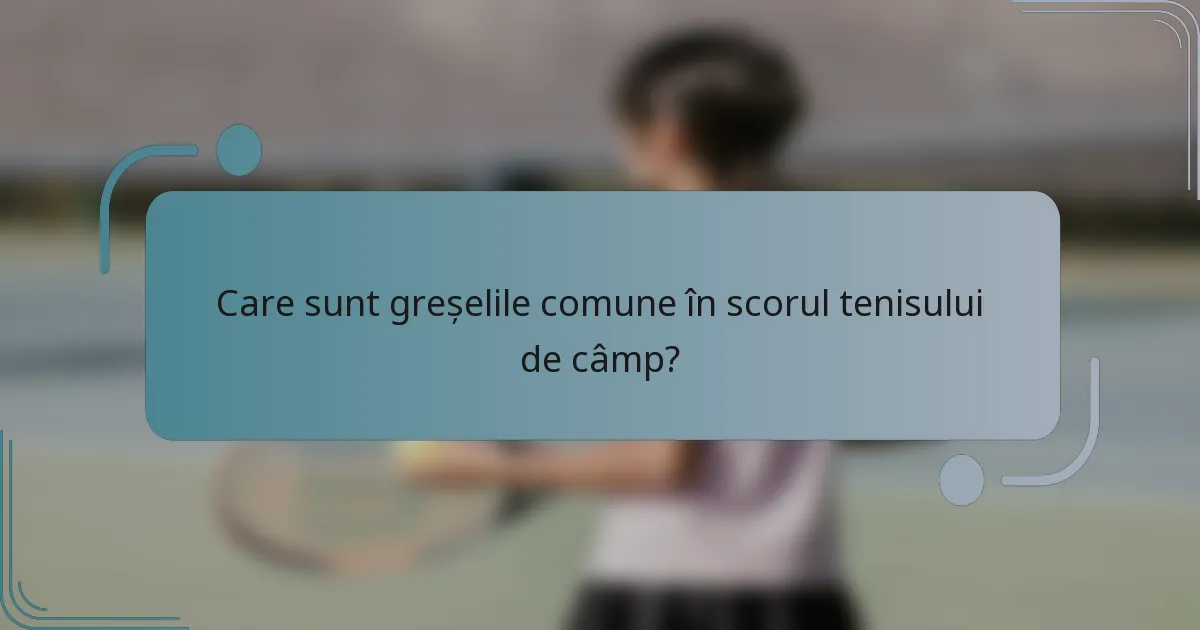 Care sunt greșelile comune în scorul tenisului de câmp?