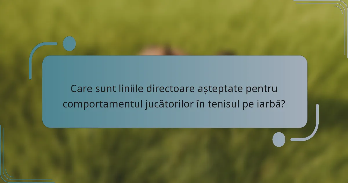 Care sunt liniile directoare așteptate pentru comportamentul jucătorilor în tenisul pe iarbă?