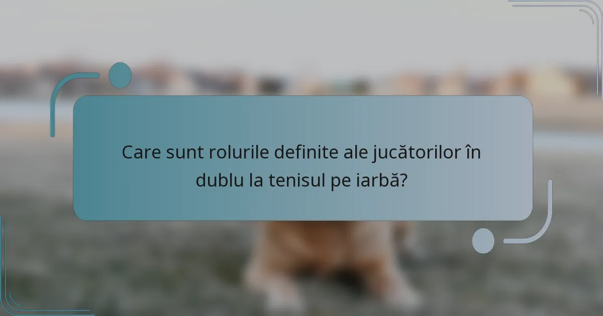 Care sunt rolurile definite ale jucătorilor în dublu la tenisul pe iarbă?