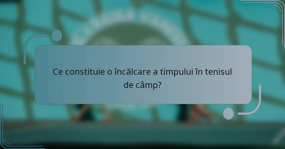 Ce constituie o încălcare a timpului în tenisul de câmp?