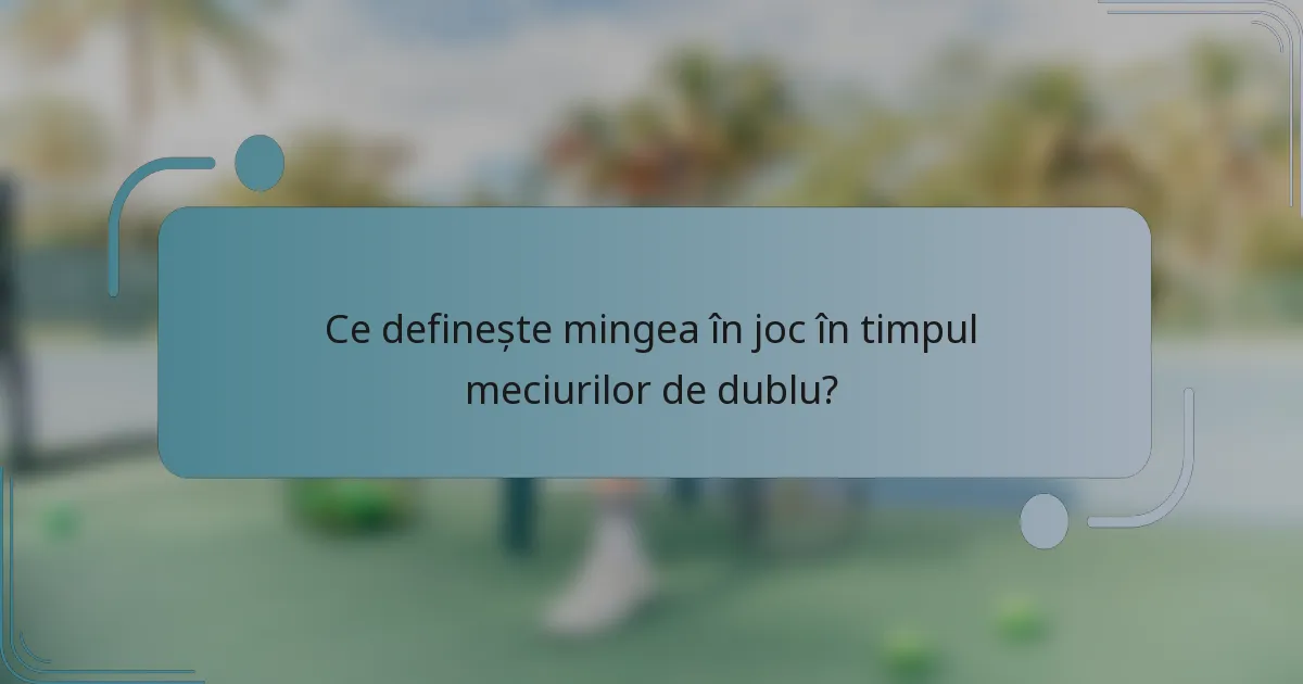 Ce definește mingea în joc în timpul meciurilor de dublu?