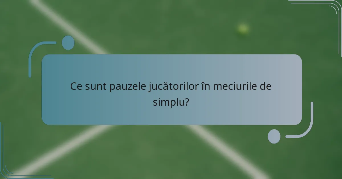 Ce sunt pauzele jucătorilor în meciurile de simplu?