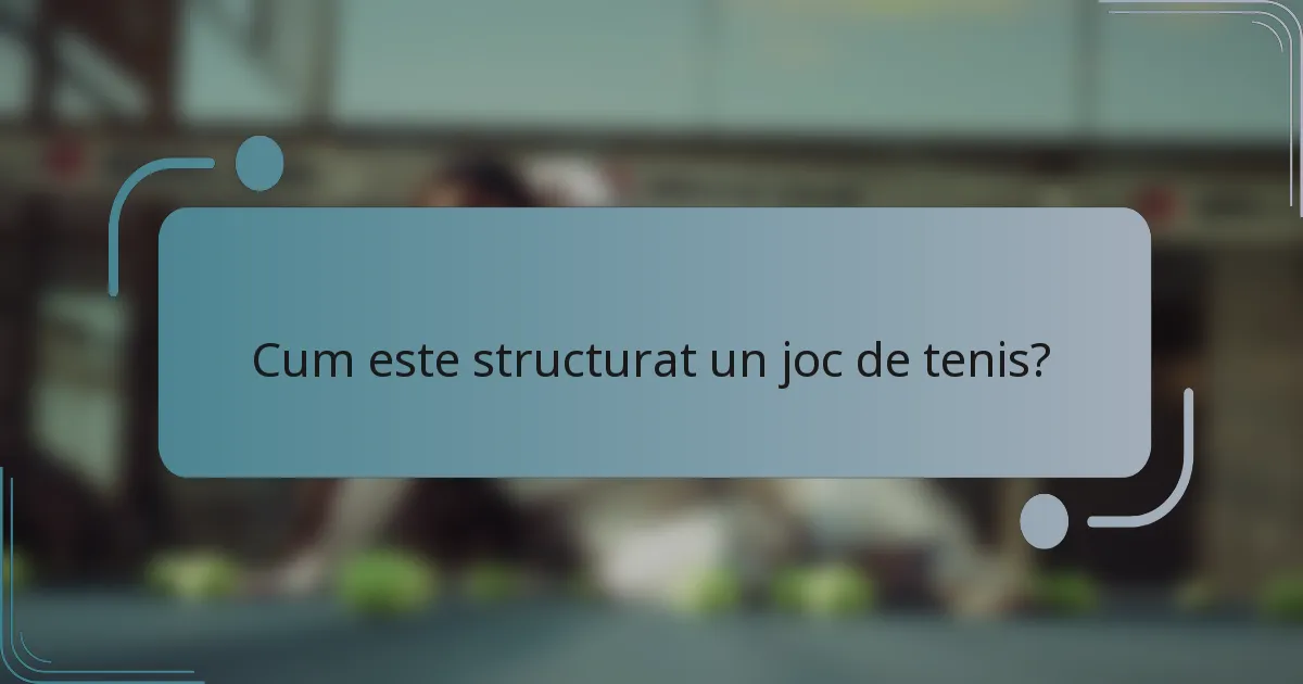 Cum este structurat un joc de tenis?