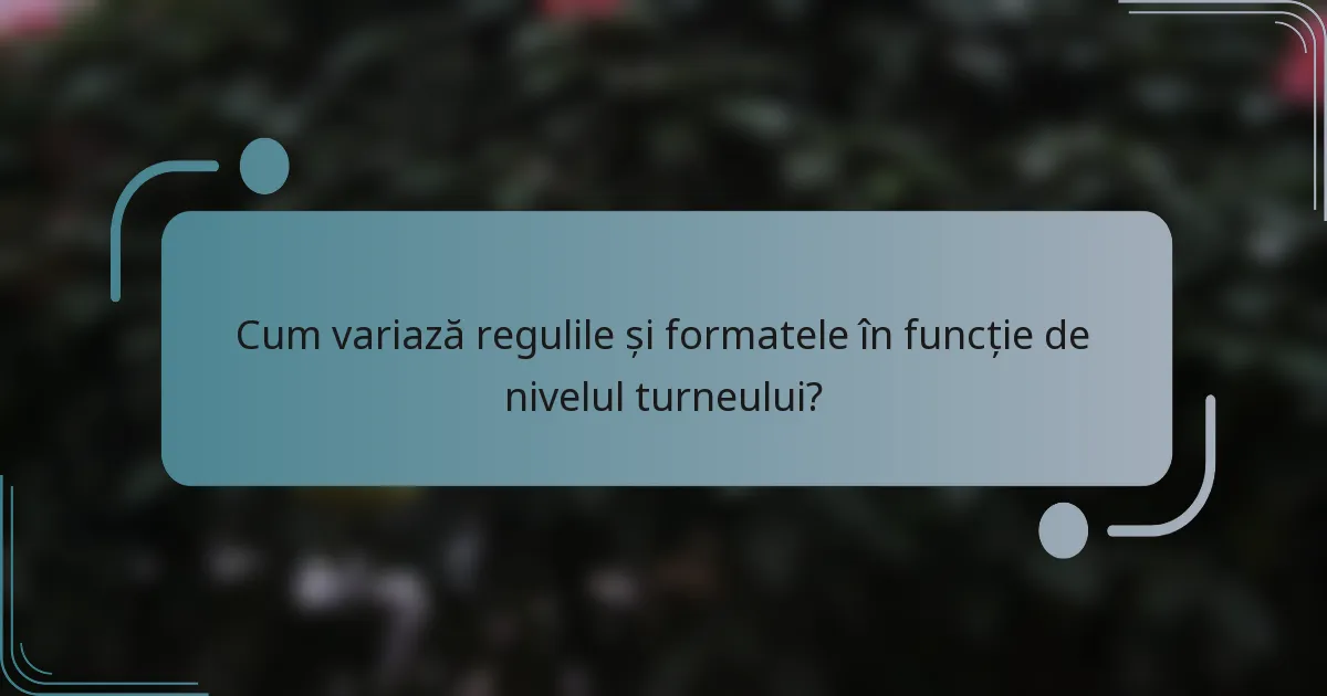 Cum variază regulile și formatele în funcție de nivelul turneului?